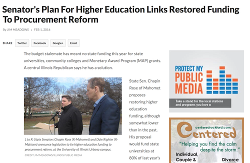 Senators Plan for Higher Education Links Restored Funding to Procurement Reform