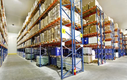 An interior view of a warehouse