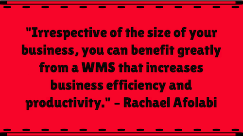 "Irrespective of the size of your business, you can benefit greatly from a WMS that increases business efficiency and productivity." – Rachael Afolabi