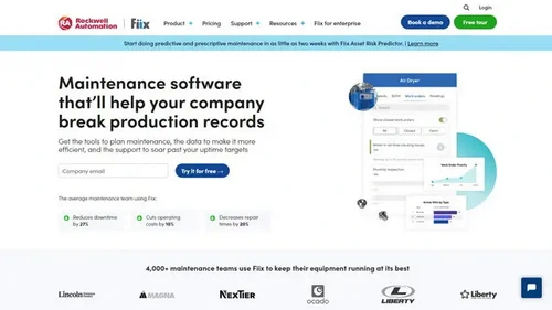 Screenshot of Fiix website