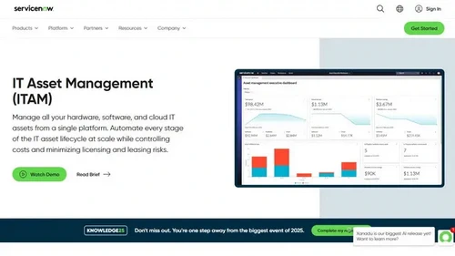 Screenshot of ServiceNow website