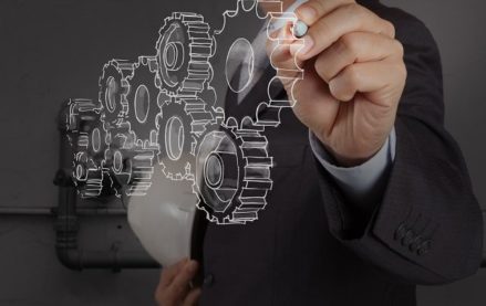 Engineer with diagram