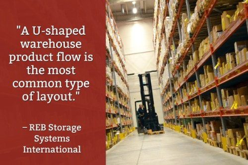 "A U-shaped warehouse product flow is the most common type of layout. " - REB Storage Systems International