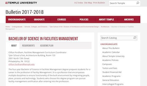 Bachelor of Science in Facilities Management
