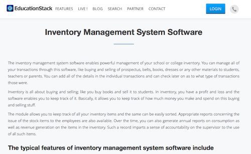 EducationStack Inventory Management System Software