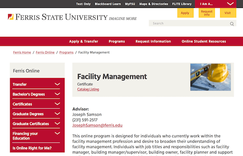 Facility Management Certificate - Ferris State University