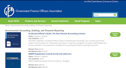 GFOA Governmental Accouting, Auditing, and Financial Reporting Publications