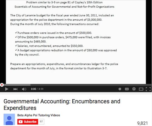 Governmental Accounting Encumbrances and Expenditures
