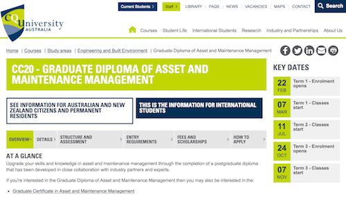 Graduate Diploma of Asset and Maintenance Management