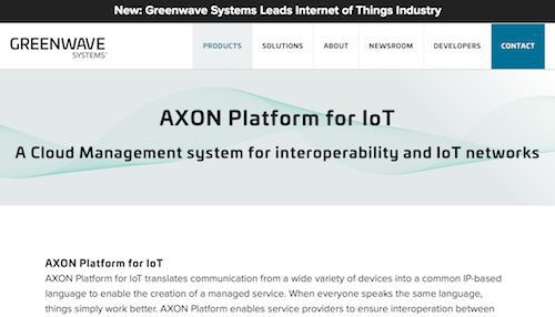 Greenwave Systems AXON Platform for IoT
