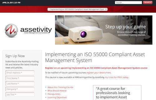 Implementing an ISO 55000 Compliant Asset Management System