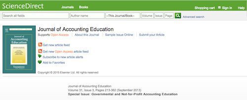 Journal of Accounting Education, Special Issue Governmentla and Not-for-Profit Accounting Education