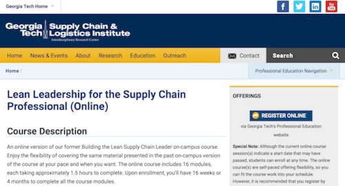 Lean Leadership for the Supply Chain Professional (Online)