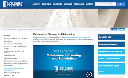 Maintenance Planning and Scheduling Training