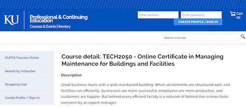 Online Certificate in Managing Maintenance for Buildings and Facilities