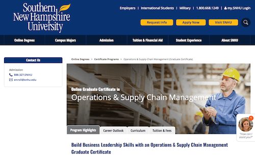 Online Graduate Certificate in Operations & Supply Chain