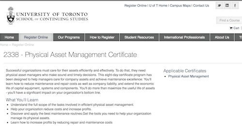 Physical Asset Management Certificate