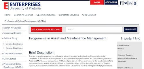 Programme in Asset and Maintenance Management