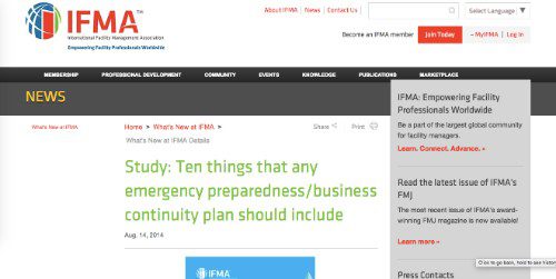 Study: Ten Things that Any Emergency Preparedness/Business Continuity Plan Should Include