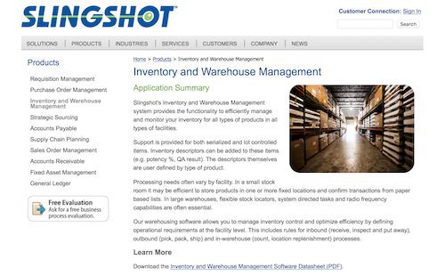 Slingshot Inventory and Warehouse Management (WMS System)