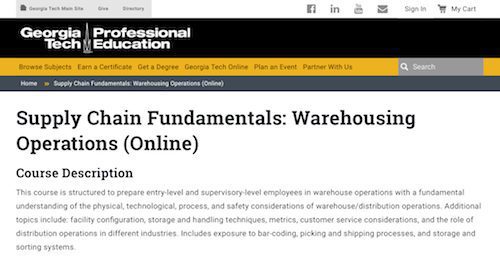Supply Chain Fundamentals Warehousing Operations (Online)