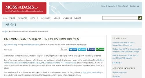 Uniform Grant Guidance in Focus Procurement