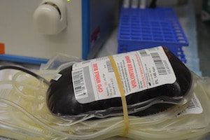 blood bags with barcode labels