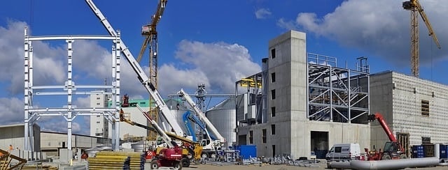 Outdoor view of an industrial factory or plant