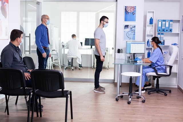 Checking in patients at a hospital