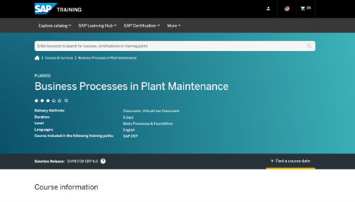 Business Processes in Plant Maintenance (SAP Training)