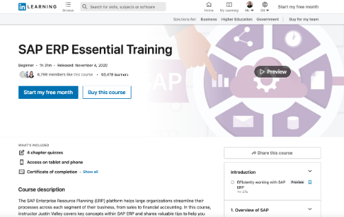 SAP ERP Essential Training (LinkedIn Learning)