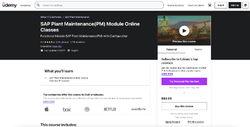 SAP Plant Maintenance(PM) Module Online Classes (Udemy)