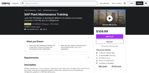 SAP Plant Maintenance Training (Udemy)