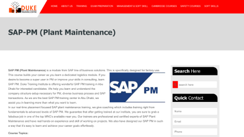SAP-PM Plant Maintenance (Duke Training Centre)