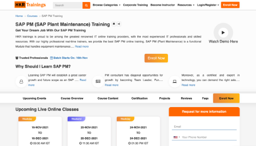 SAP PM (SAP Plant Maintenance) Training (HKR Trainings)