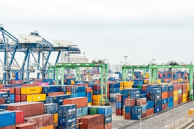 shipping yard with containers