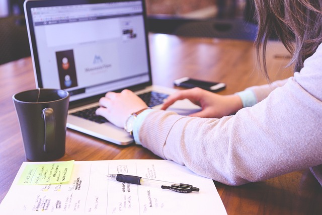 Person using software on a laptop at a desk