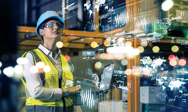 Warehouse worker using cloud-based warehouse management system 