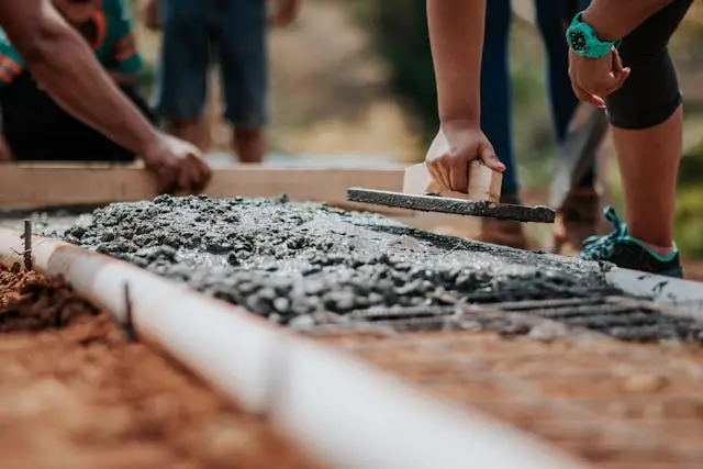 Cement being laid on a construction site