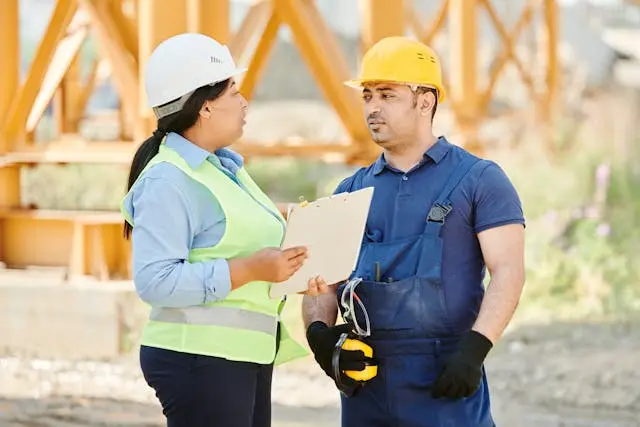 Two engineers on a construction site