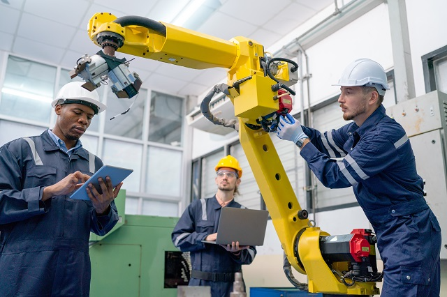 Engineers performing preventive maintenance on equipment assets